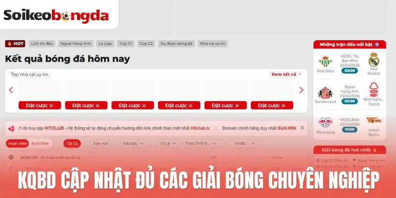 Kết quả bóng đá hôm nay 26 Kqbd cập nhật đủ các giải bóng chuyên nghiệp